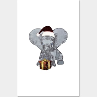 Christmas Baby Elephant Posters and Art